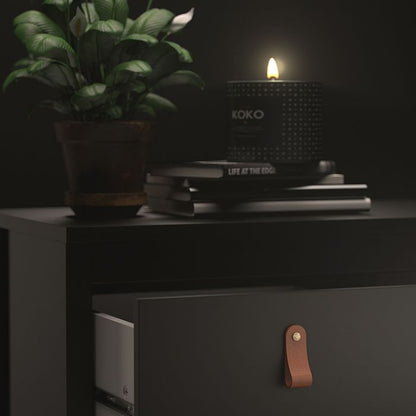 Barcelona Bedside Table 2 Drawers in Matt Black