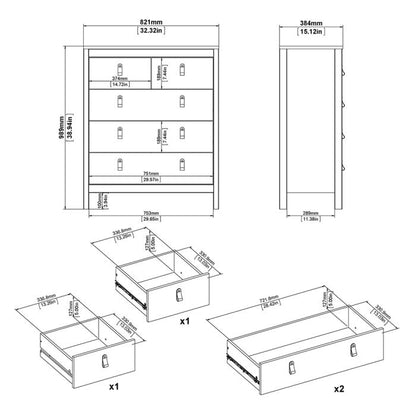 Barcelona Chest 3+2 Drawers in Matt Black