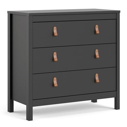 Barcelona Chest 3 Drawers in Matt Black