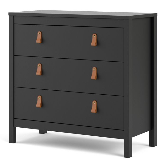 Barcelona Chest 3 Drawers in Matt Black