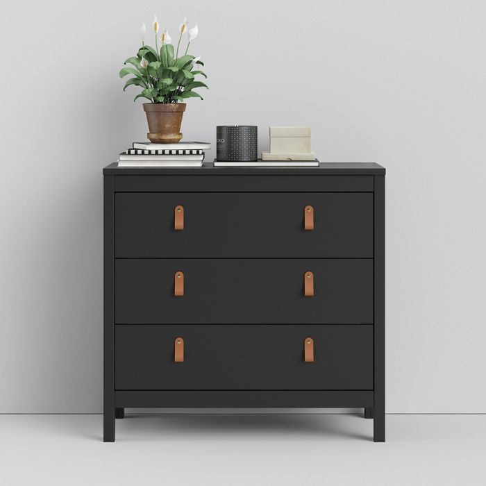 Barcelona Chest 3 Drawers in Matt Black