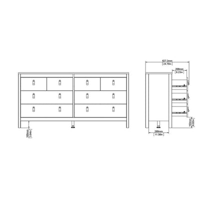 Barcelona Double Dresser 4+4 Drawers in White