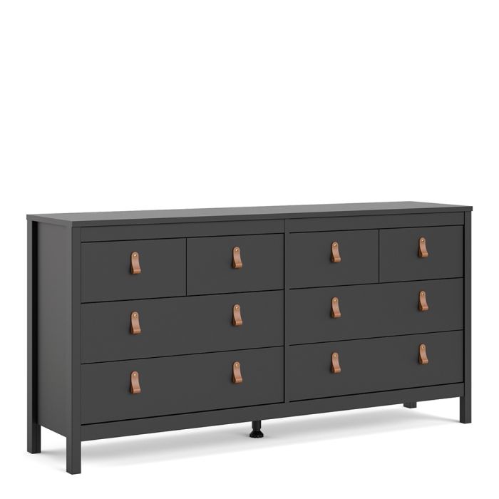 Barcelona Double Dresser 4+4 Drawers in Matt Black