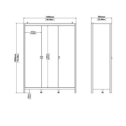 Barcelona Wardrobe with 3 Doors in White