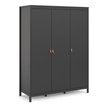 Barcelona Wardrobe with 3 Doors in Matt Black