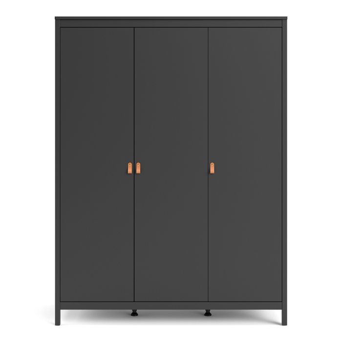 Barcelona Wardrobe with 3 Doors in Matt Black