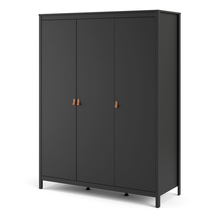 Barcelona Wardrobe with 3 Doors in Matt Black