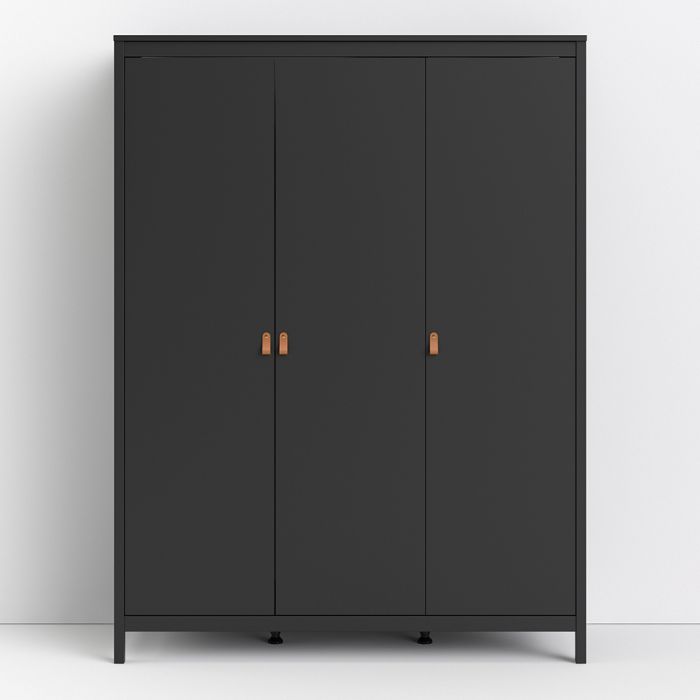 Barcelona Wardrobe with 3 Doors in Matt Black