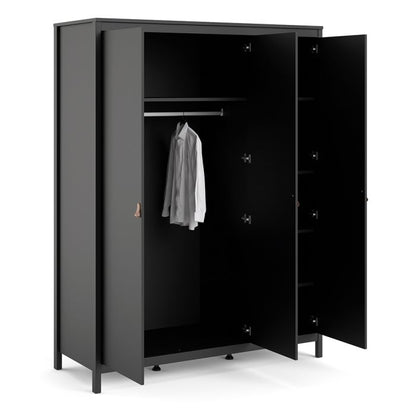 Barcelona Wardrobe with 3 Doors in Matt Black