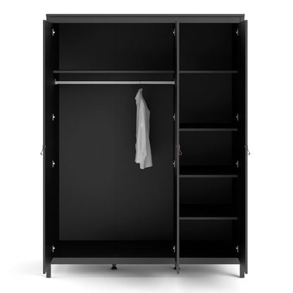 Barcelona Wardrobe with 3 Doors in Matt Black