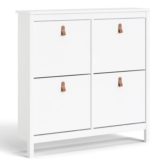 Barcelona Shoe Cabinet 4 Flip Down Doors in White