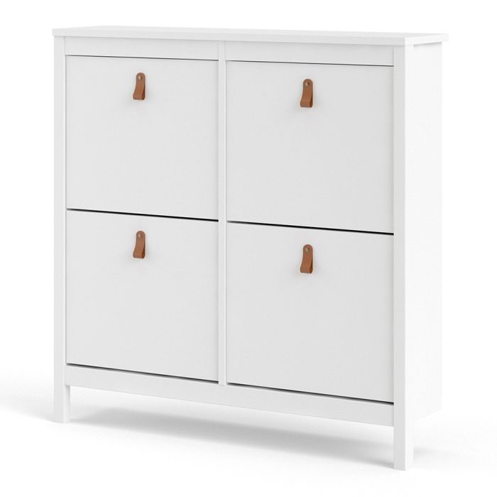 Barcelona Shoe Cabinet 4 Flip Down Doors in White