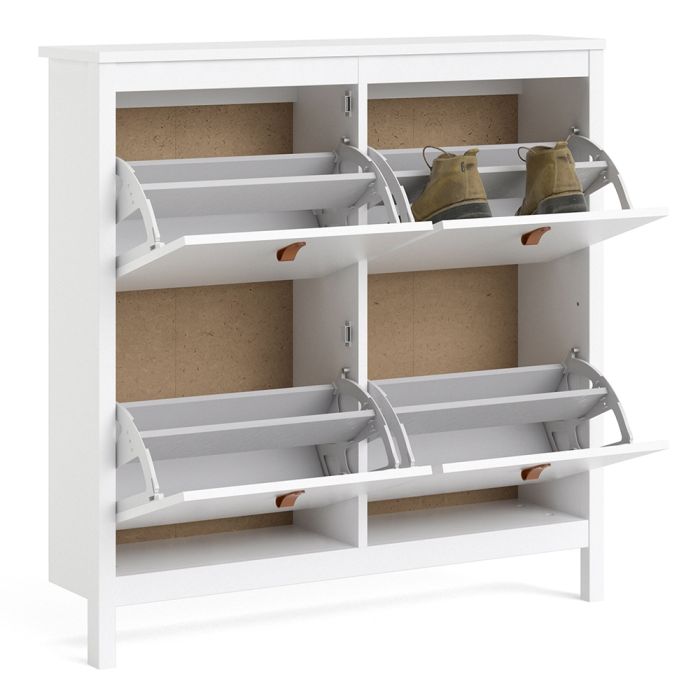 Barcelona Shoe Cabinet 4 Flip Down Doors in White