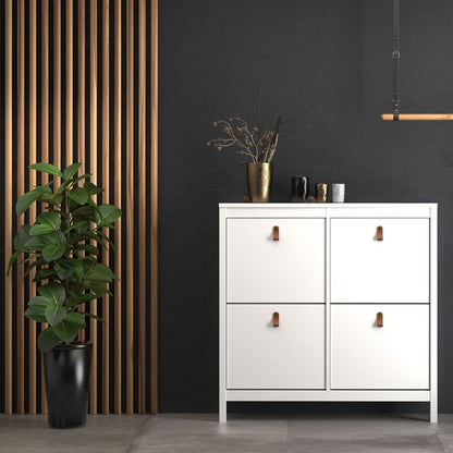 Barcelona Shoe Cabinet 4 Flip Down Doors in White