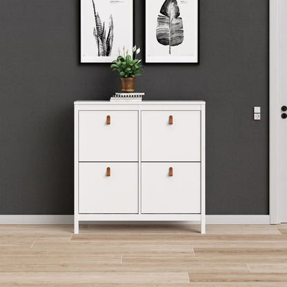 Barcelona Shoe Cabinet 4 Flip Down Doors in White