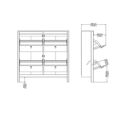 Barcelona Shoe Cabinet 4 Flip Down Doors in Matt Black