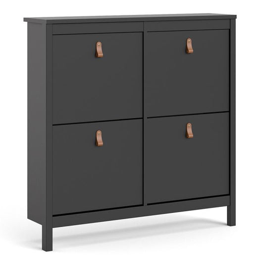 Barcelona Shoe Cabinet 4 Flip Down Doors in Matt Black