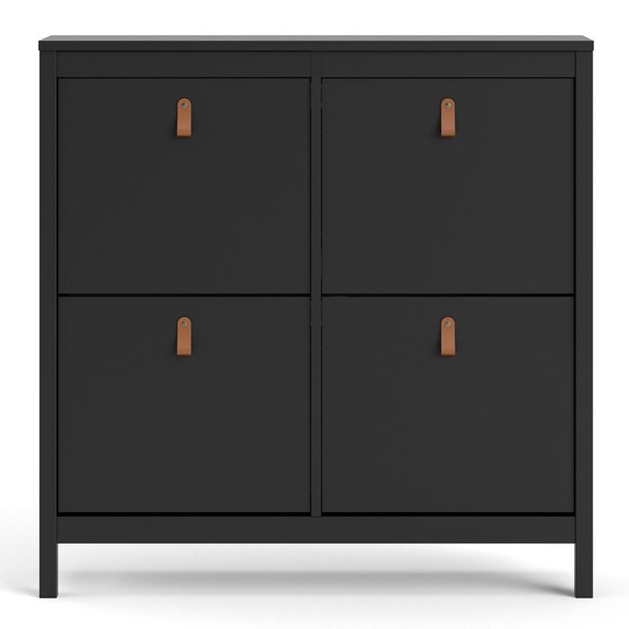 Barcelona Shoe Cabinet 4 Flip Down Doors in Matt Black