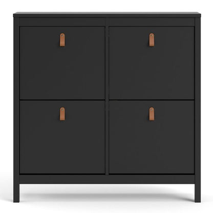 Barcelona Shoe Cabinet 4 Flip Down Doors in Matt Black