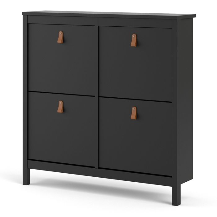 Barcelona Shoe Cabinet 4 Flip Down Doors in Matt Black