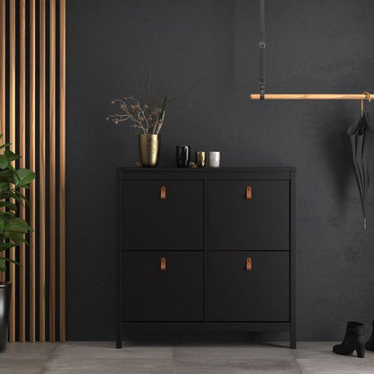 Barcelona Shoe Cabinet 4 Flip Down Doors in Matt Black