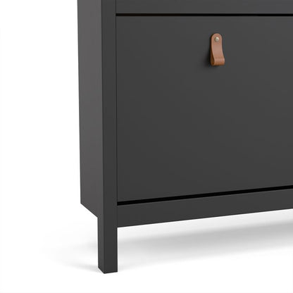 Barcelona Shoe Cabinet 4 Flip Down Doors in Matt Black