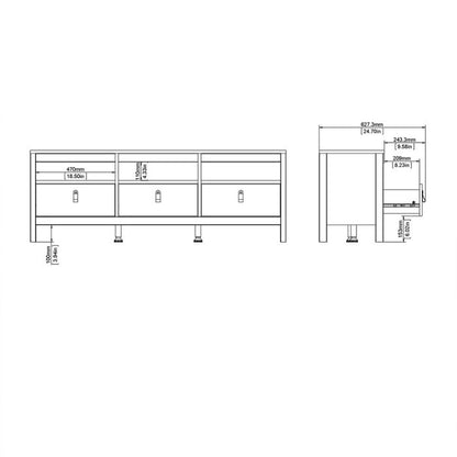 Barcelona Tv Unit 3 Drawers in White