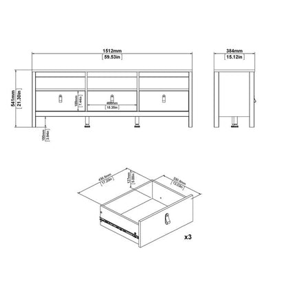 Barcelona Tv Unit 3 Drawers in White