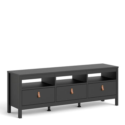 Barcelona TV Unit 3 Drawers in Matt Black