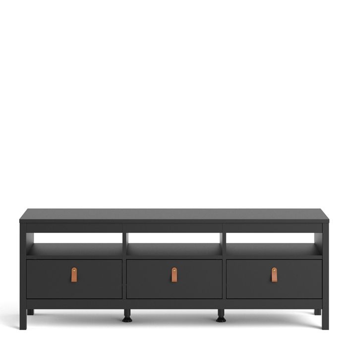 Barcelona TV Unit 3 Drawers in Matt Black