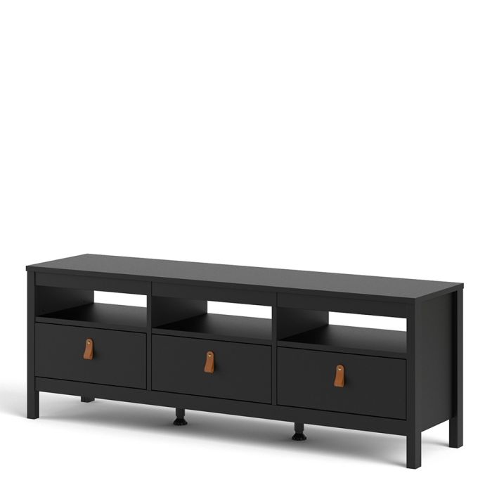 Barcelona TV Unit 3 Drawers in Matt Black