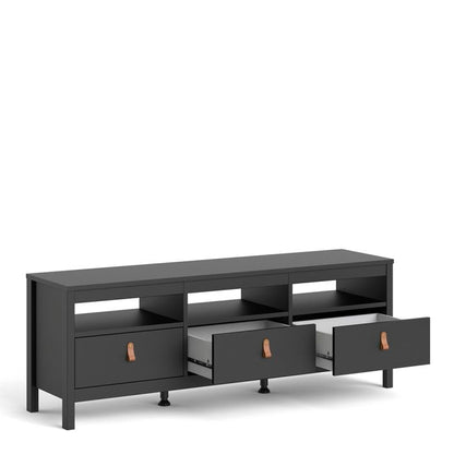 Barcelona TV Unit 3 Drawers in Matt Black