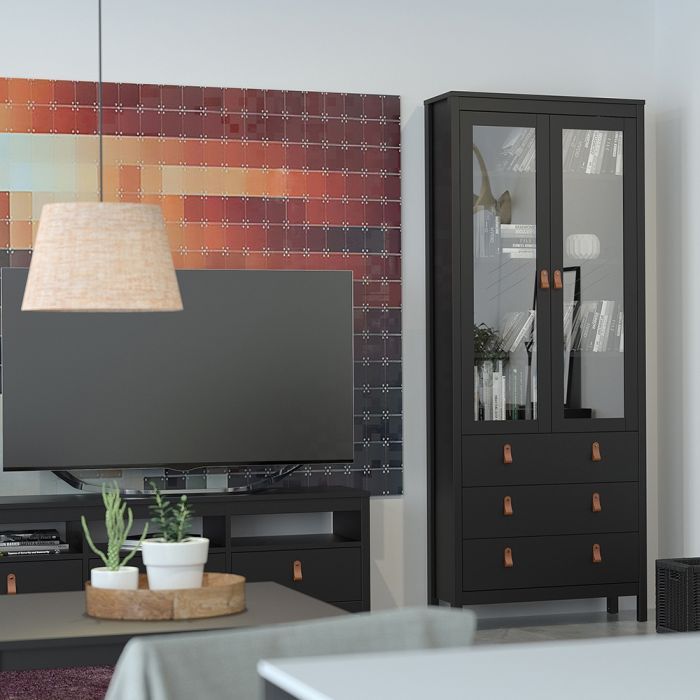 Barcelona TV Unit 3 Drawers in Matt Black