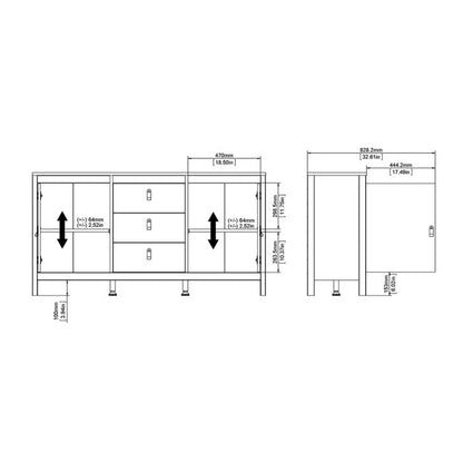 Barcelona Sideboard 2 Doors 3 Drawers in White