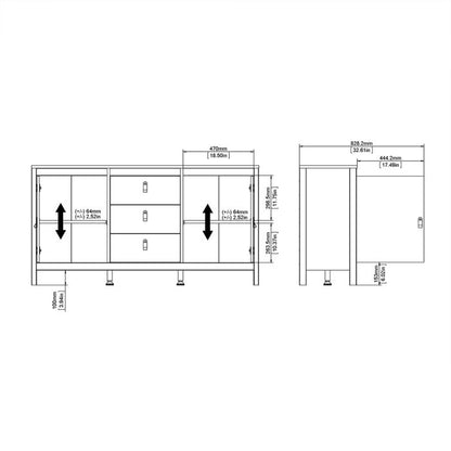 Barcelona Sideboard 2 Doors 3 Drawers in Matt Black