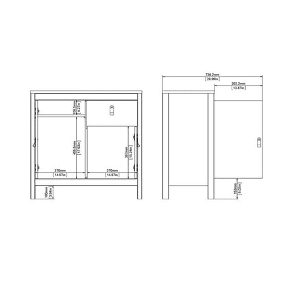 Barcelona Sideboard 2 Doors 1 Drawer in Matt Black