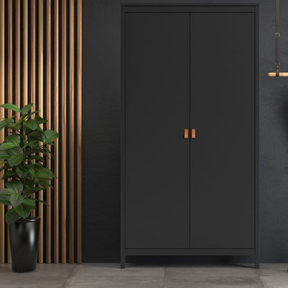 Barcelona Wardrobe with 2 Doors in Matt Black