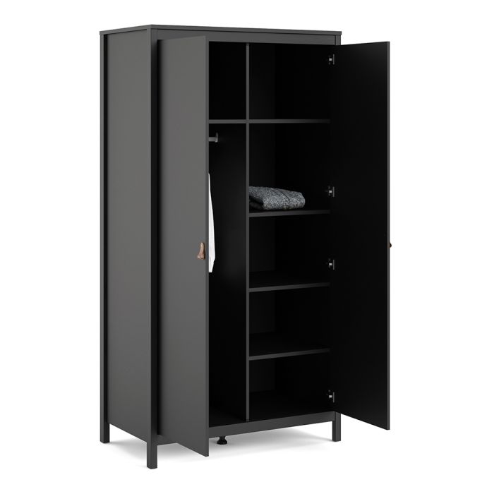 Barcelona Wardrobe with 2 Doors in Matt Black