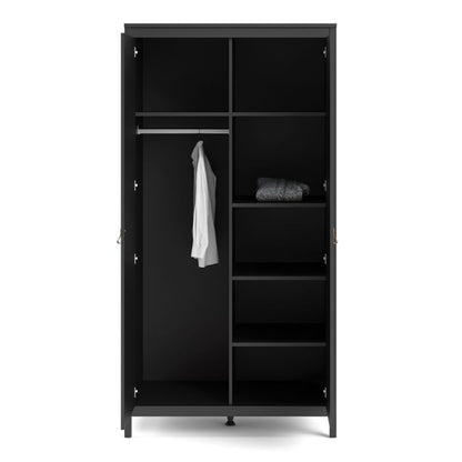 Barcelona Wardrobe with 2 Doors in Matt Black