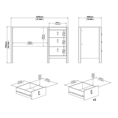 Barcelona Desk 3 Drawers in Matt Black