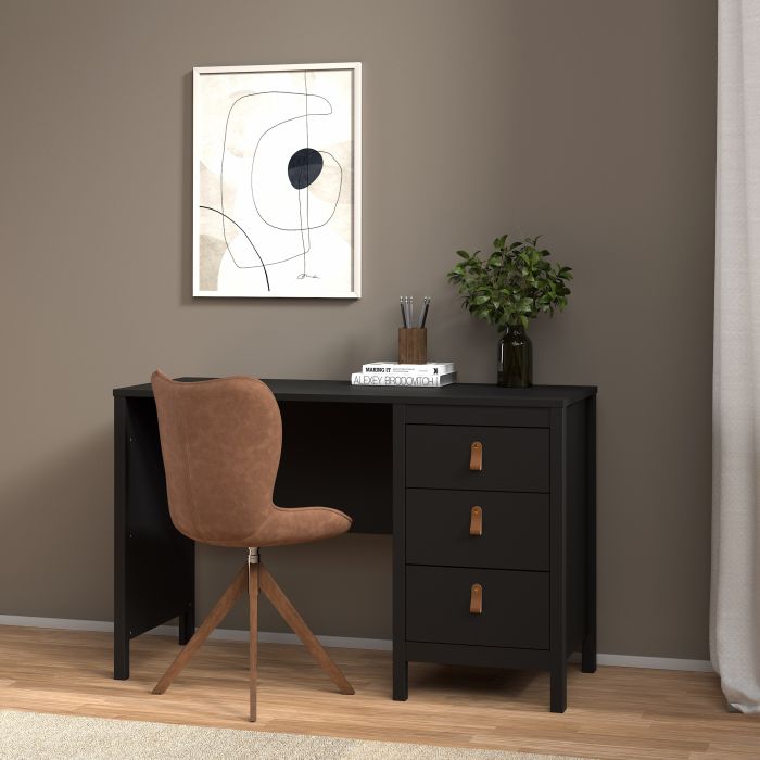 Barcelona Desk 3 Drawers in Matt Black