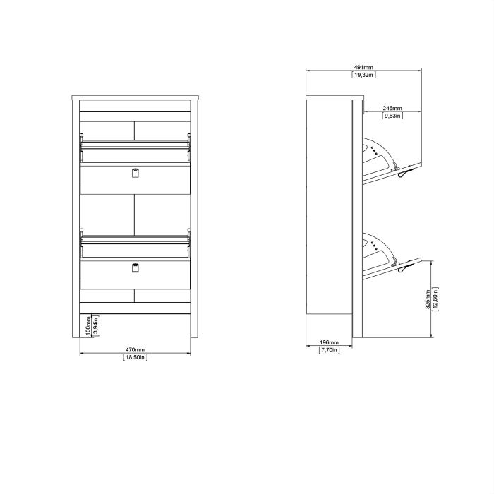 Barcelona Shoe Cabinet 2 Flip Down Doors in Matt Black