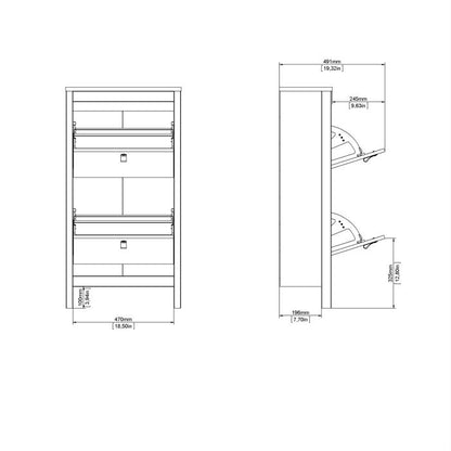 Barcelona Shoe Cabinet 2 Flip Down Doors in Matt Black