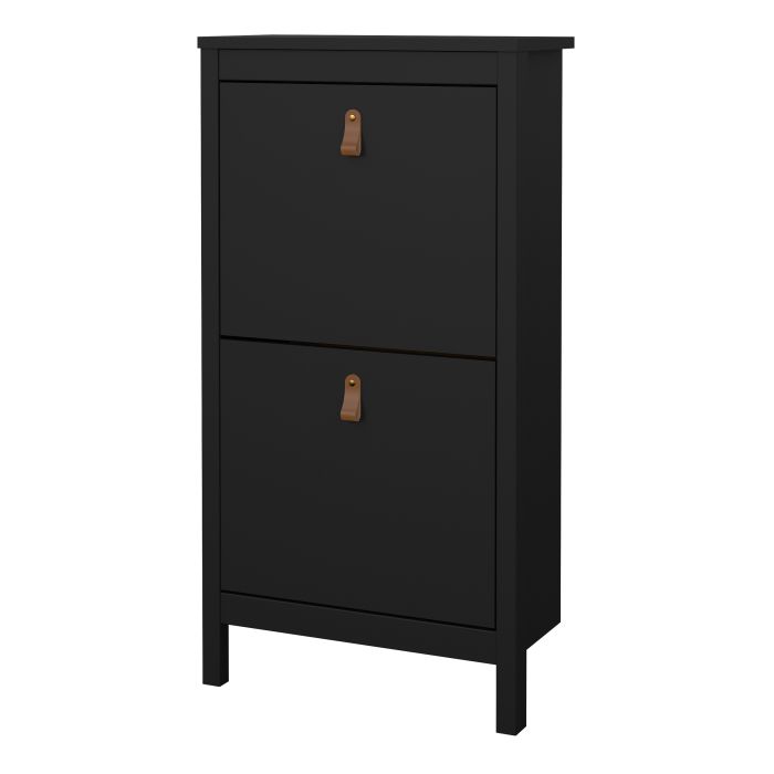 Barcelona Shoe Cabinet 2 Flip Down Doors in Matt Black