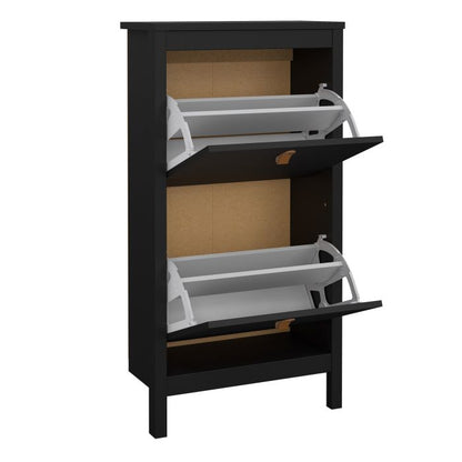 Barcelona Shoe Cabinet 2 Flip Down Doors in Matt Black