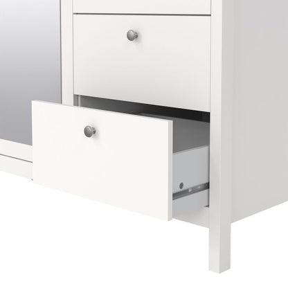 Madrid  Wardrobe with 2 Doors 1 Mirror Door 2 Drawers White