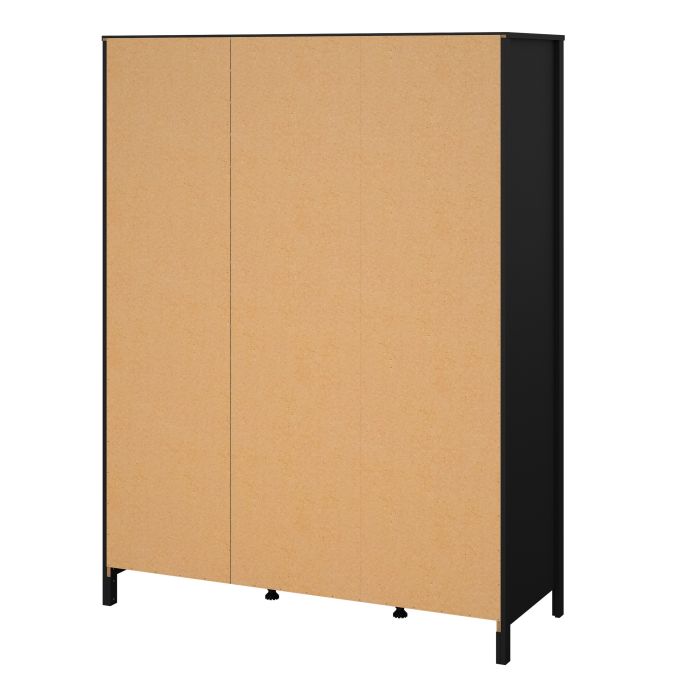 Madrid  Wardrobe with 2 Doors 1 Mirror Door 2 Drawers Matt Black