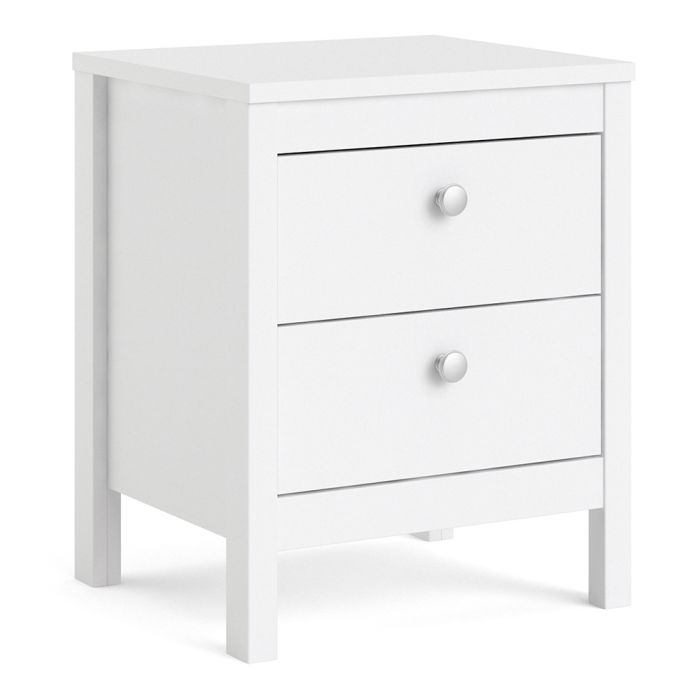 Madrid Bedside Table 2 Drawers in White