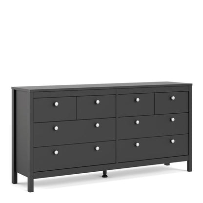 Madrid Double Dresser 4+4 Drawers in Matt Black