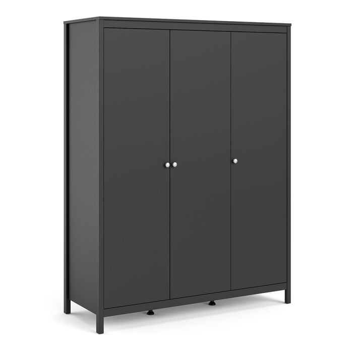 Madrid Wardrobe with 3 Doors in Matt Black